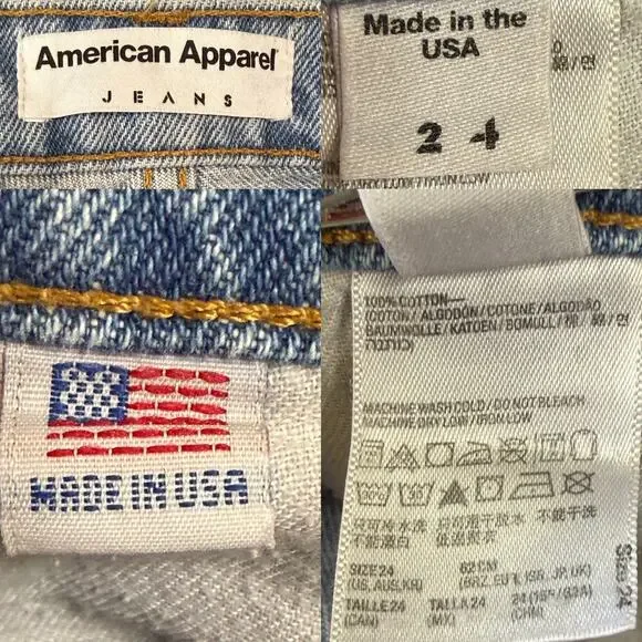 American Apparel Y2K Button-Fly Denim Shorts size 24 Retro 3" Cut-offs - Picture 7 of 9